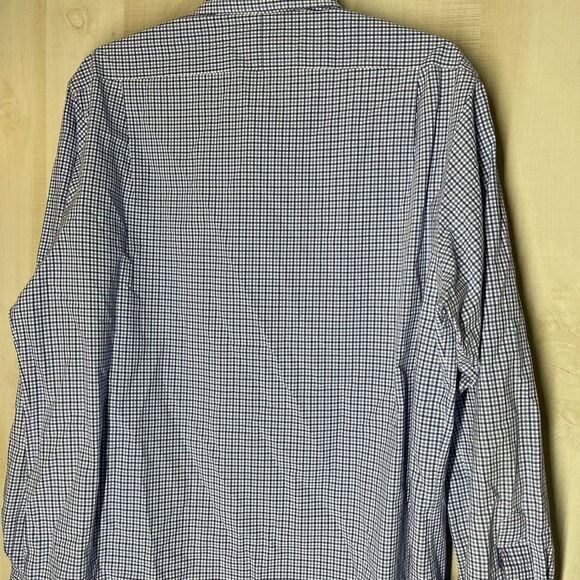 Polo‎ Ralph Lauren navy blue white checked long sleeve button front shirt, large - Picture 6 of 8